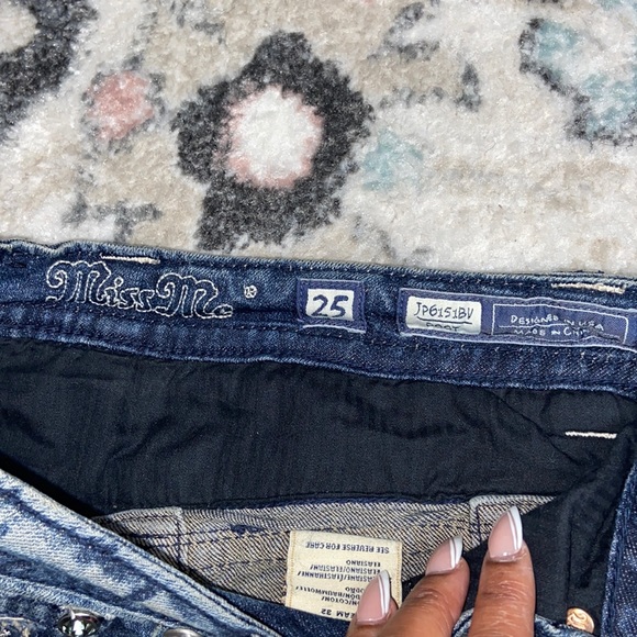 Miss Me Rhinestone Boot Cut Denim Blue Jeans - Picture 5 of 10